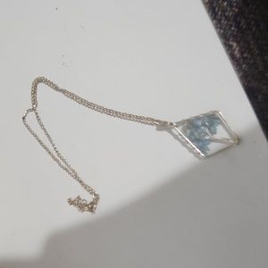 silver blue stone tree necklace (handmade)
